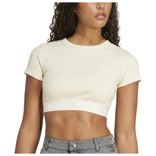 Adidas Γυναικεία κοντομάνικη μπλούζα Ribbed Cropped Top
